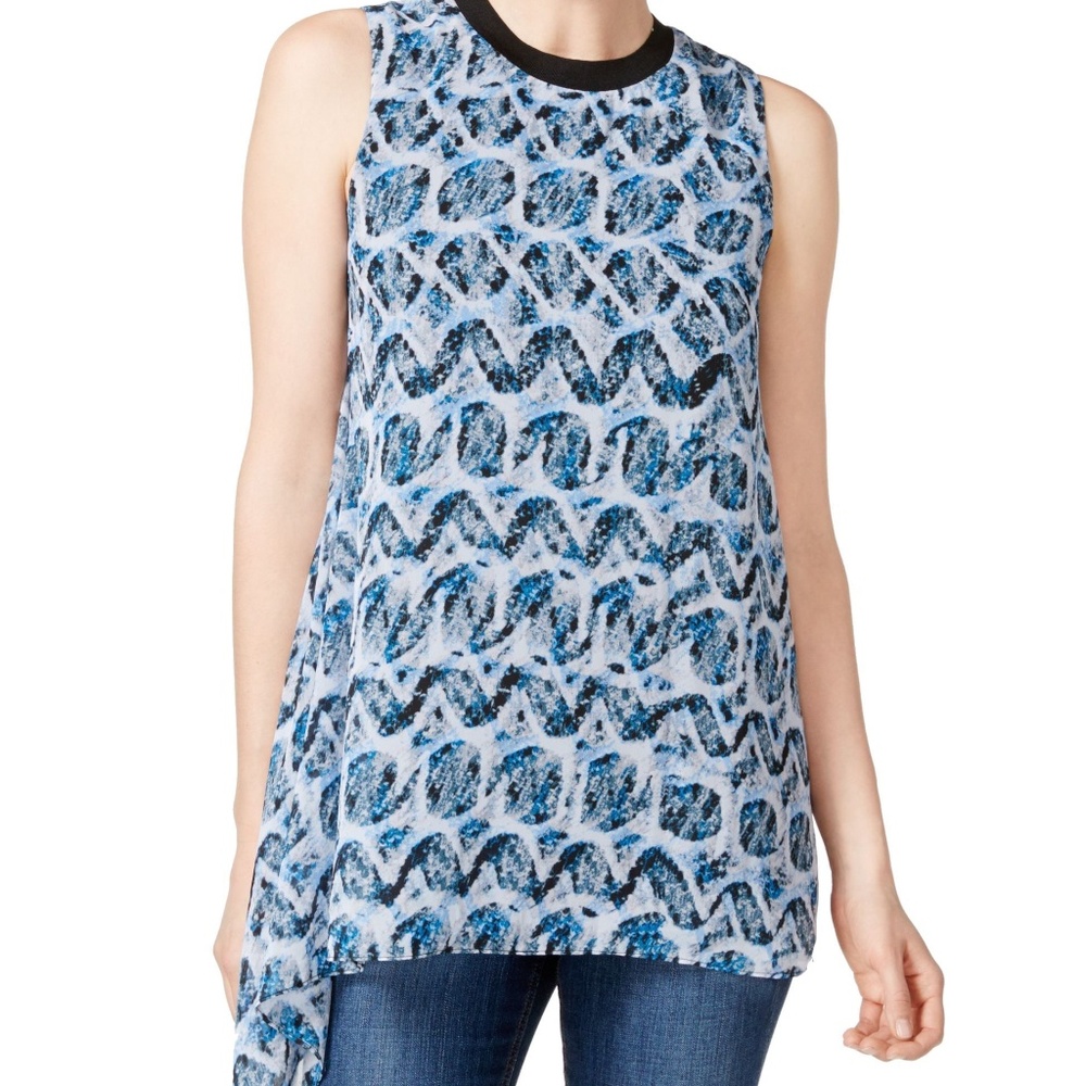 Rachel Roy Asymmetrical Hem Print Top